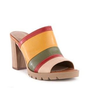 SEY COLLECTION  Leather Green striped mules size 6.5M